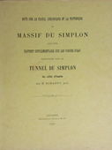 Schardt: Note sur le profil geologique et la tectonique du Massif du Simplon