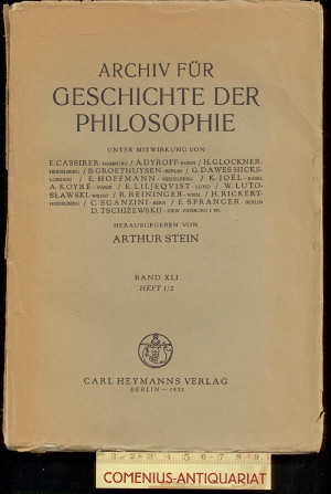  Stein .:. Archiv fuer Geschichte der Philosophie 41/1-2.  